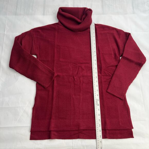 Niubia Women's Oversized Batwing long Sleeve turtleneck Red Wine Sweater S - Picture 4 of 8